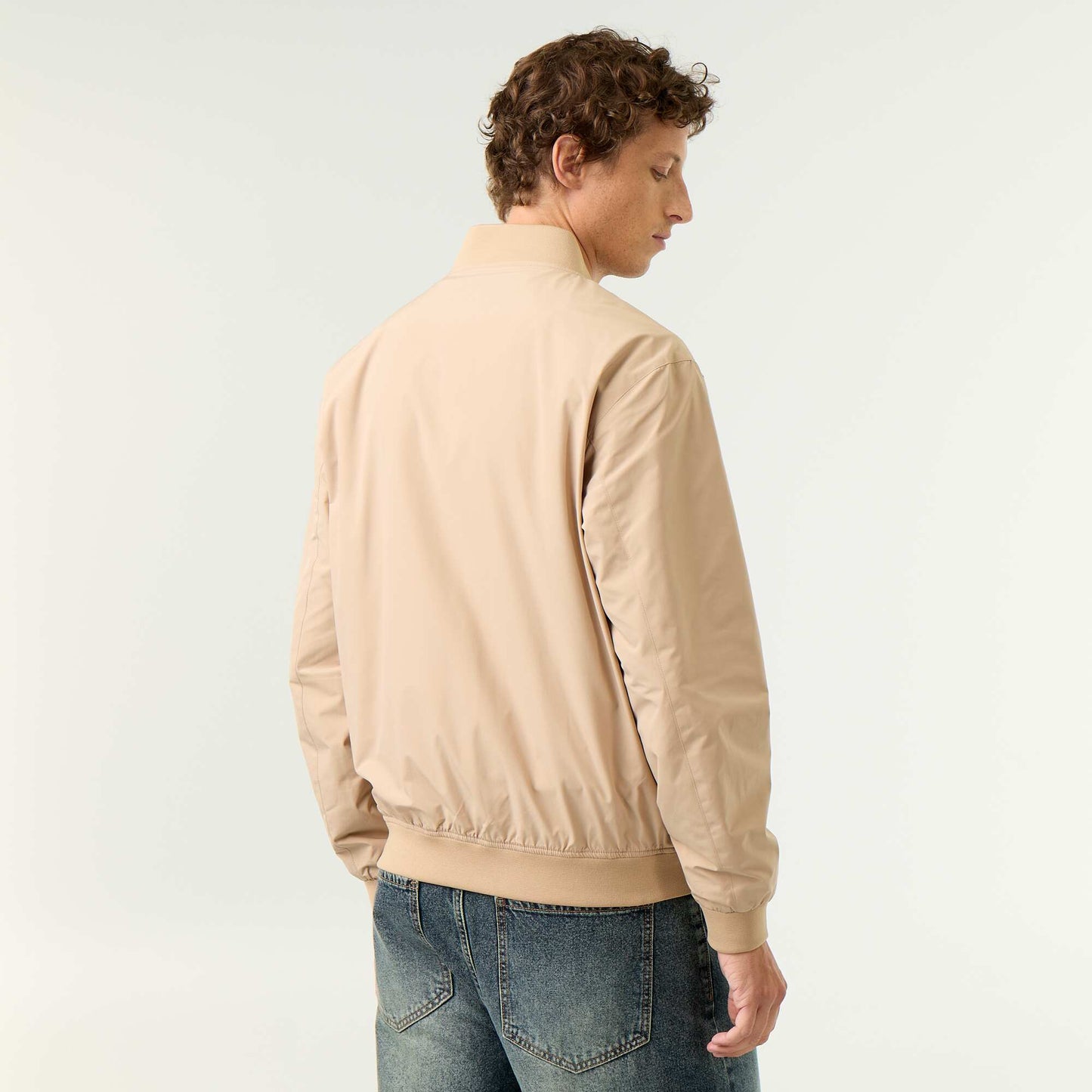Lightweight Plain Zip-Up Jacket BEIGE