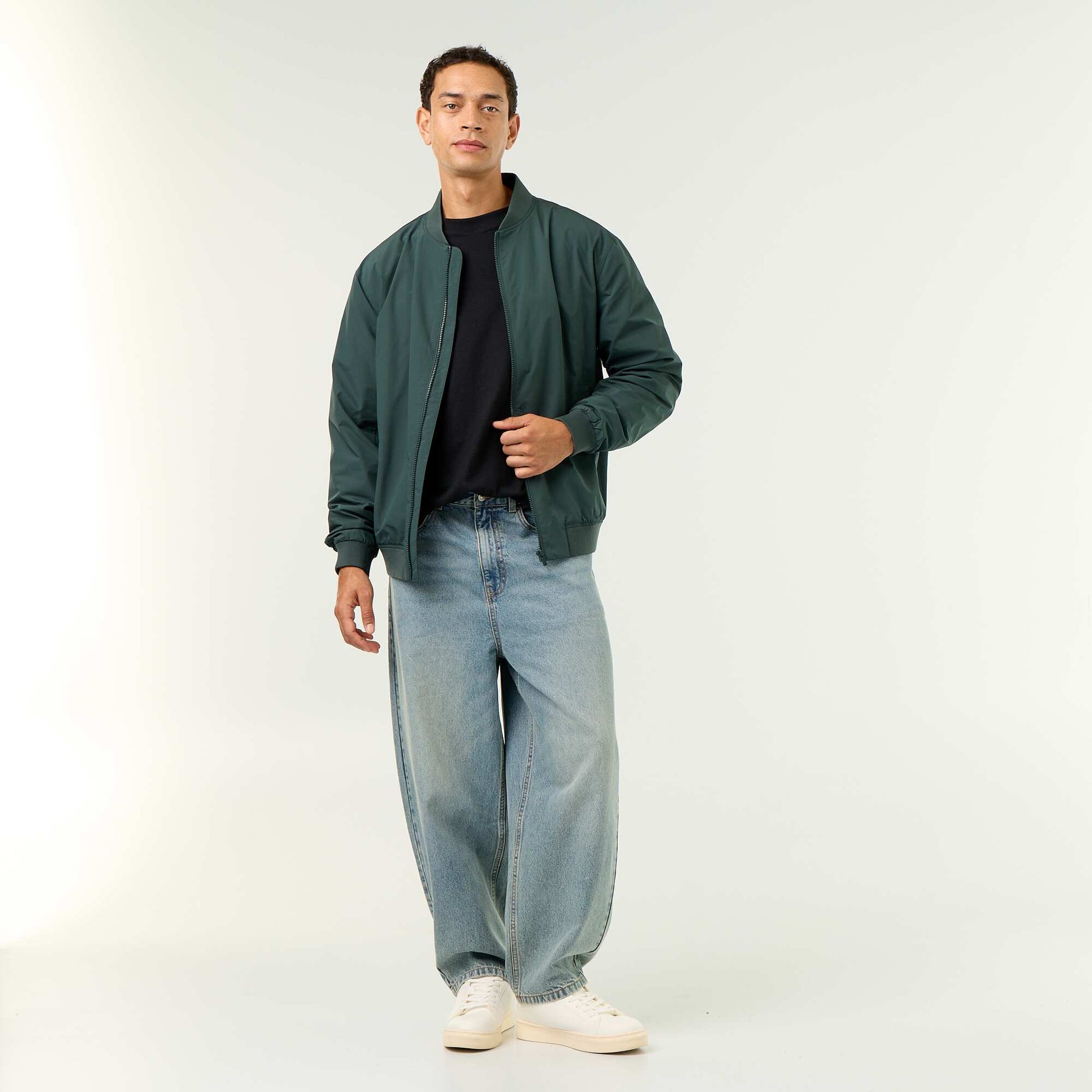 Lightweight Plain Zip-Up Jacket GREEN