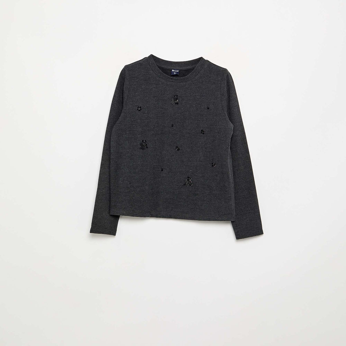 T-shirt with pearl details DARK GRAY / ANTHRACITE