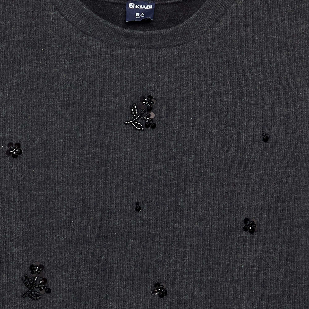 T-shirt with pearl details DARK GRAY / ANTHRACITE
