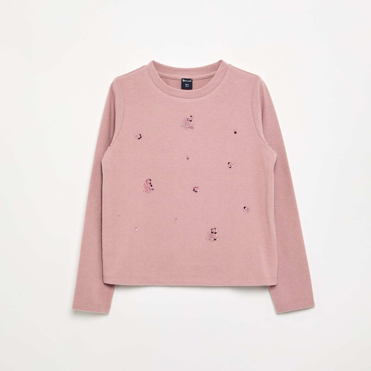 T-shirt with pearl details PINK