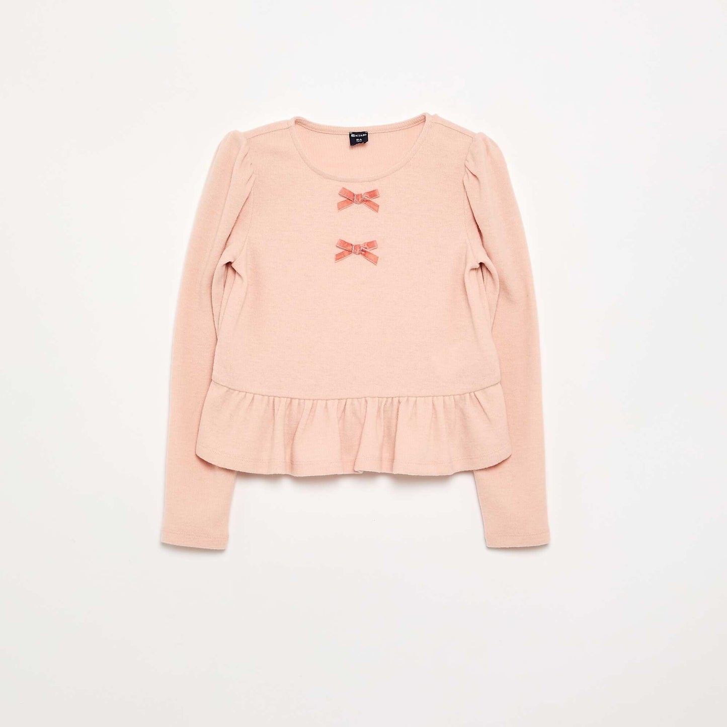 T-shirt with bows and ruffle at the hem ORANGE