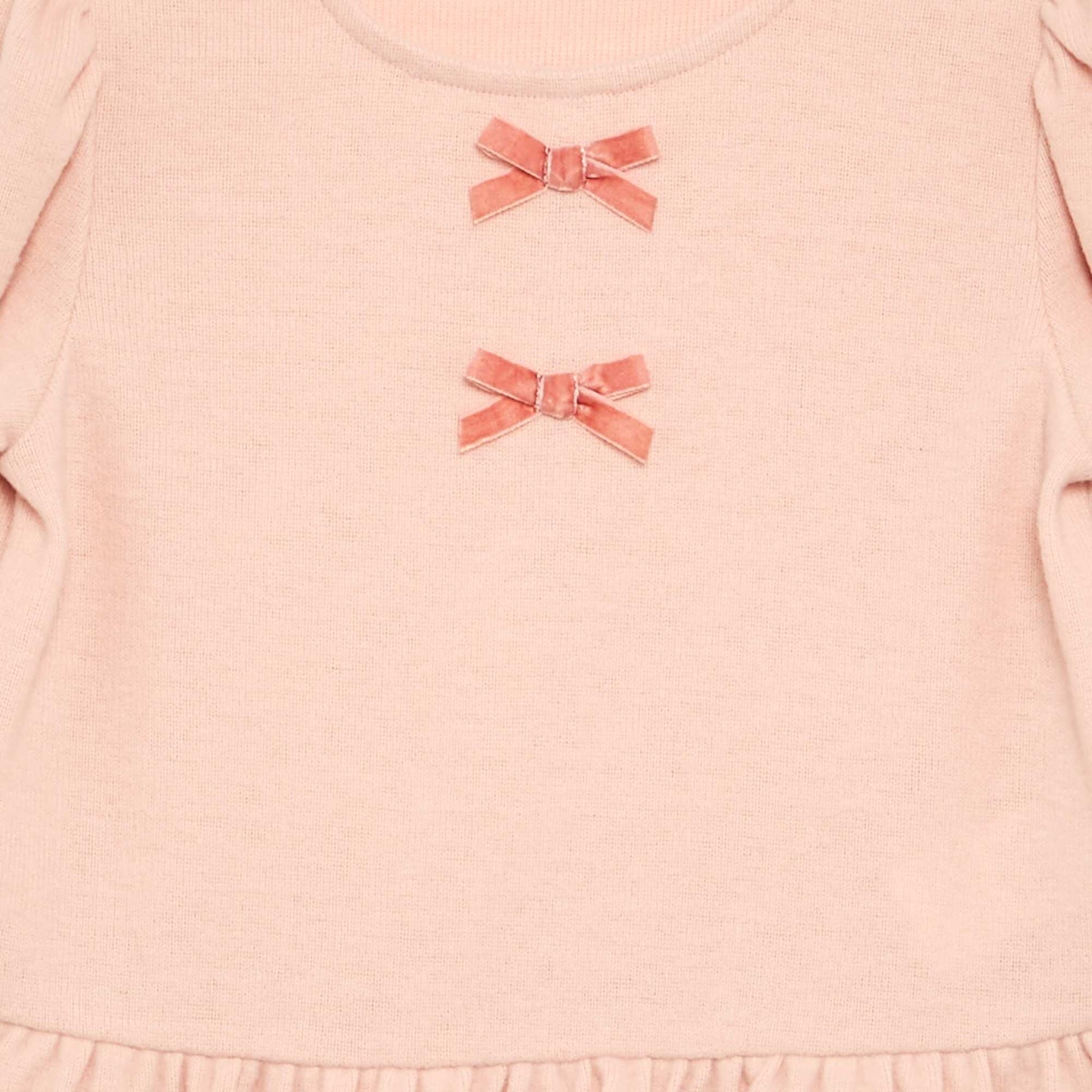 T-shirt with bows and ruffle at the hem ORANGE