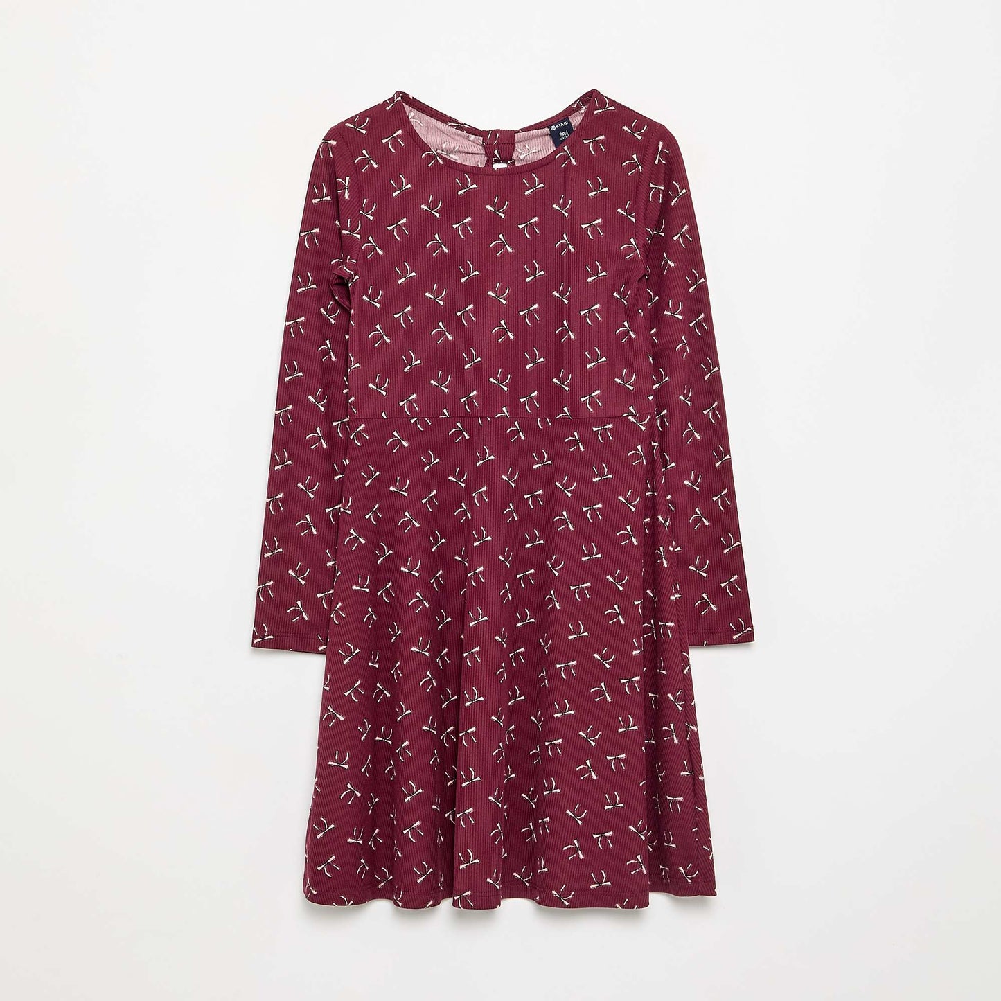 Printed long-sleeved dress RED