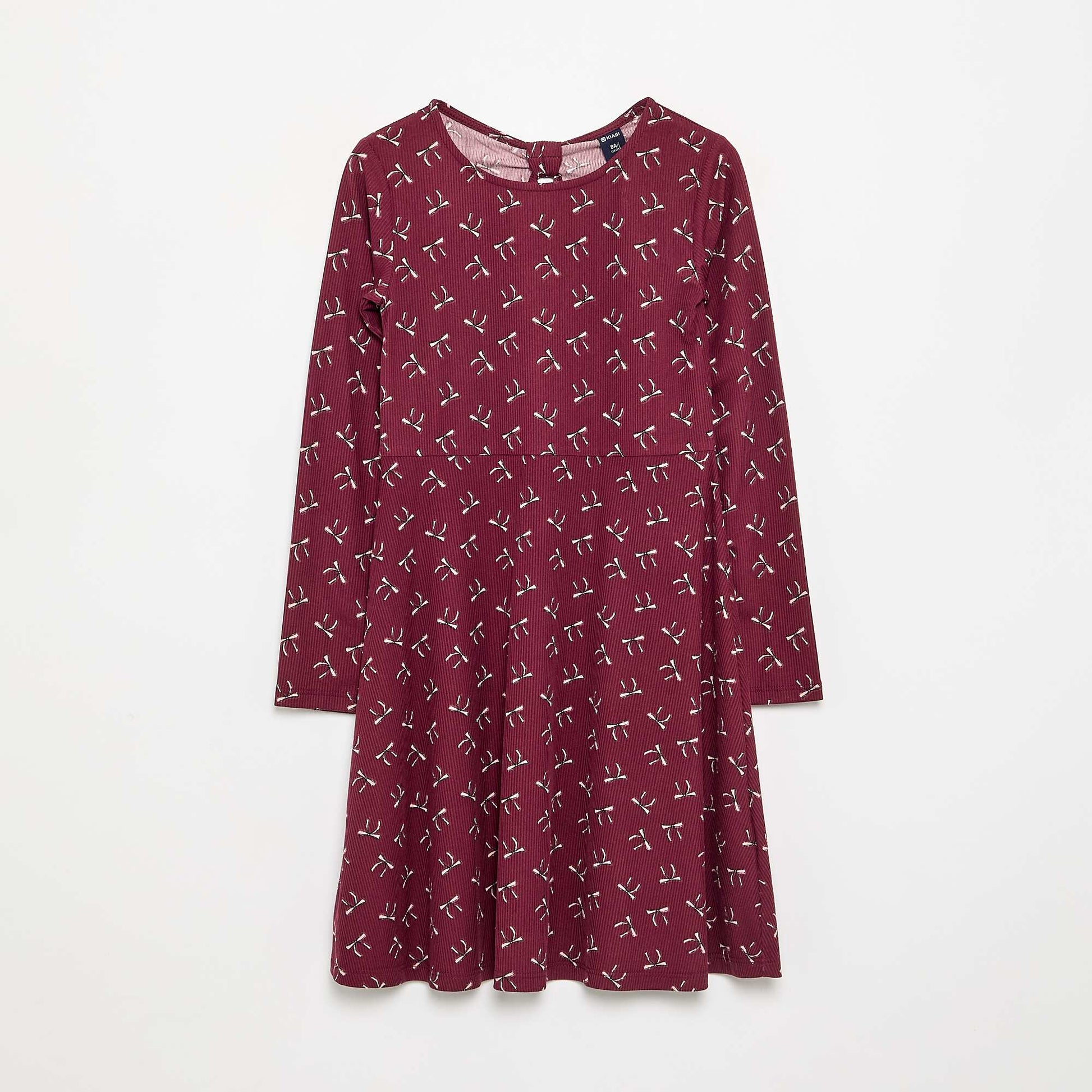 Printed long-sleeved dress RED