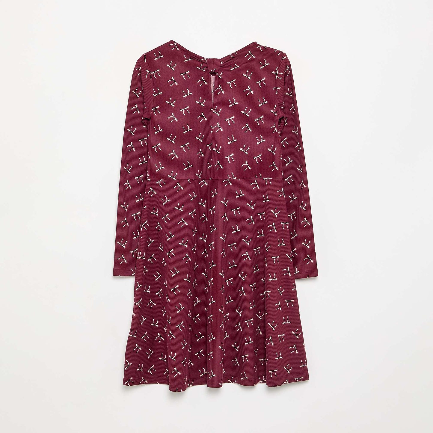 Printed long-sleeved dress RED