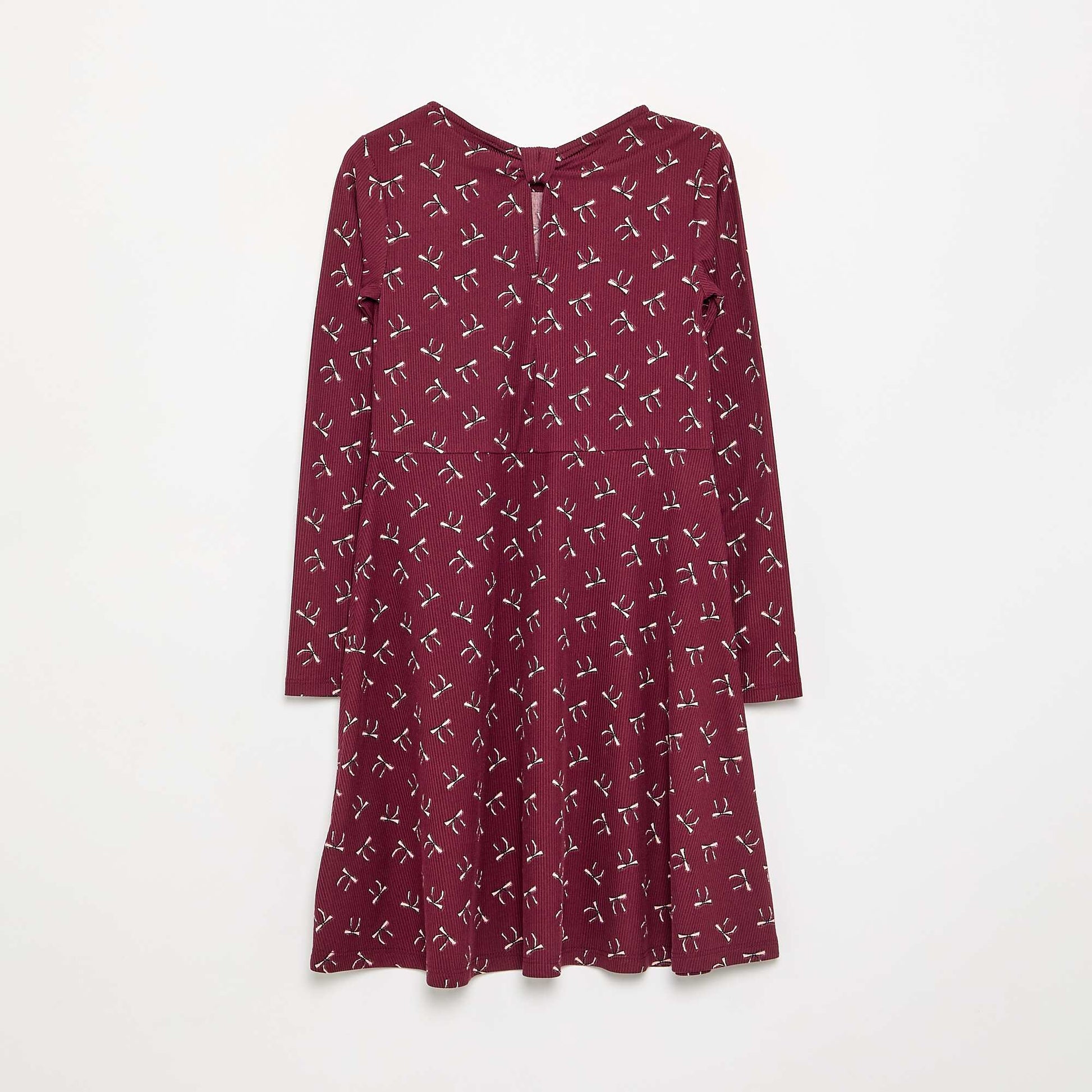 Printed long-sleeved dress RED