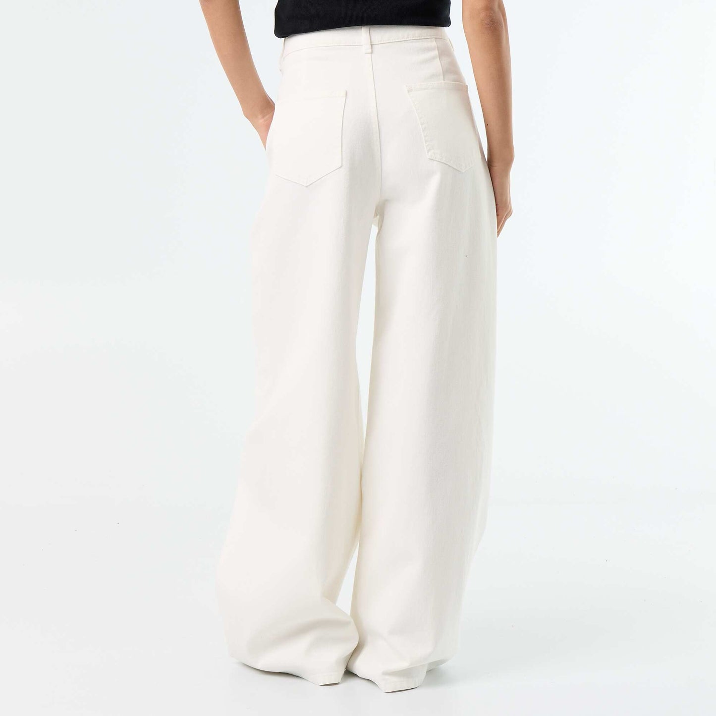 Wide-leg pants with pleats and waist buttons WHITE