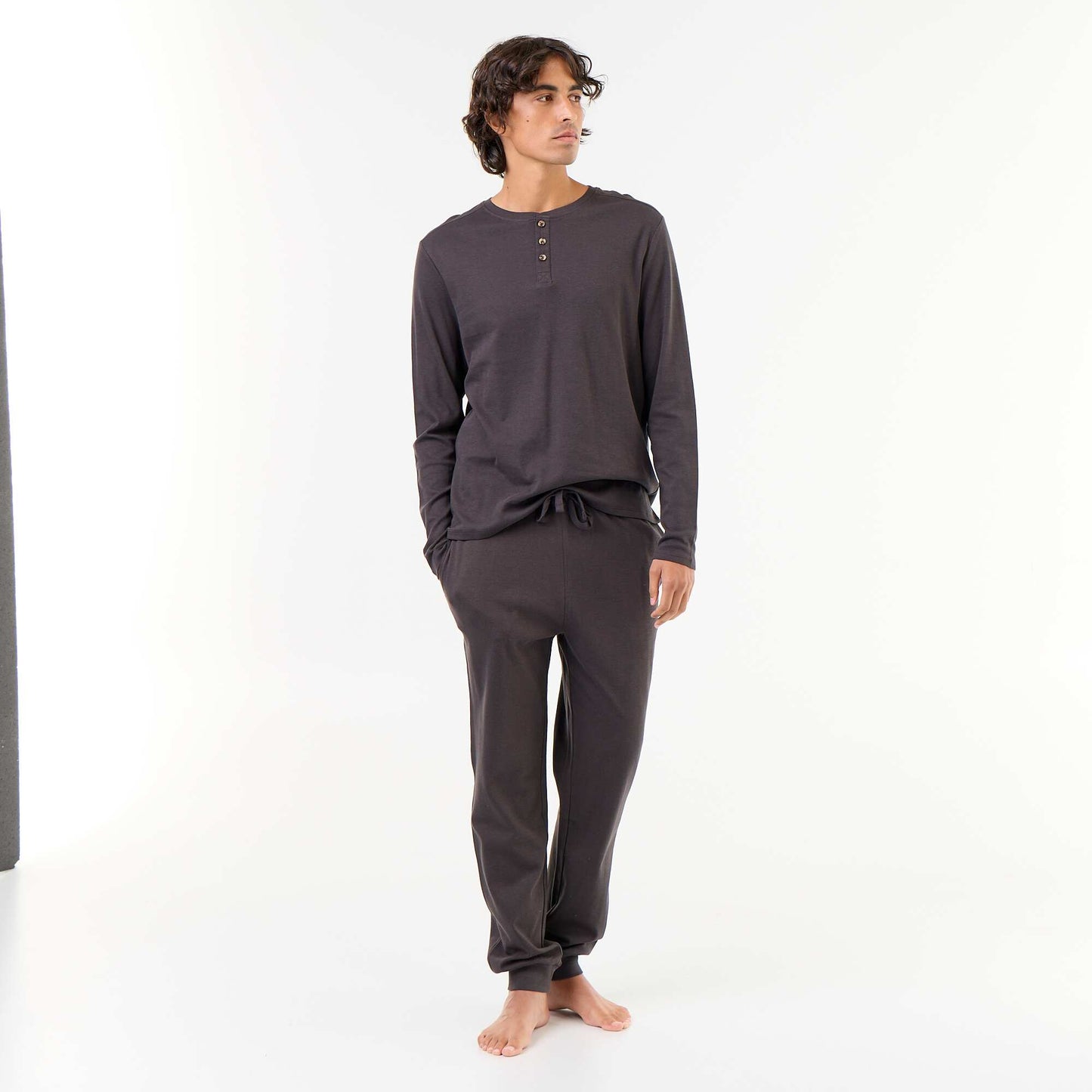 Long pajama set: t-shirt + trousers - 2 pieces BLACK