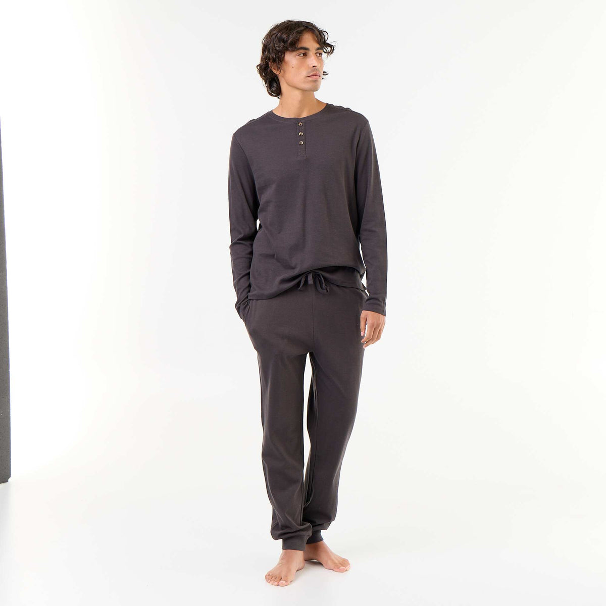 Long pajama set: t-shirt + trousers - 2 pieces BLACK