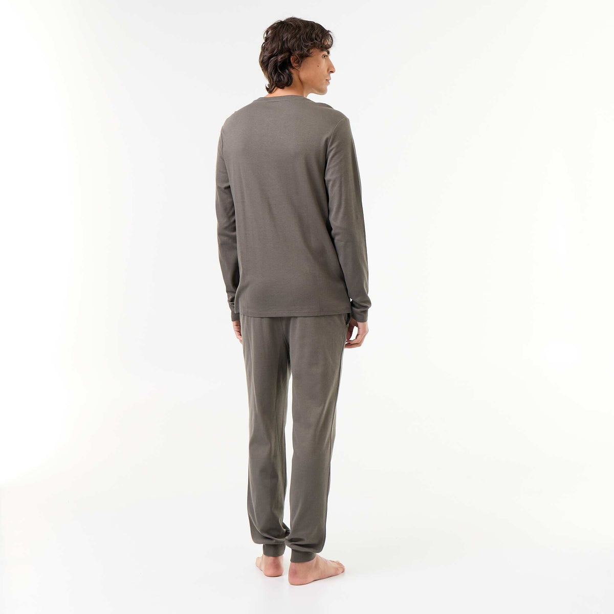 Long pajama set: t-shirt + trousers - 2 pieces KHAKI