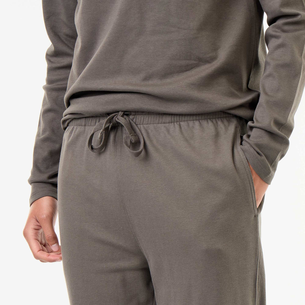 Long pajama set: t-shirt + trousers - 2 pieces KHAKI