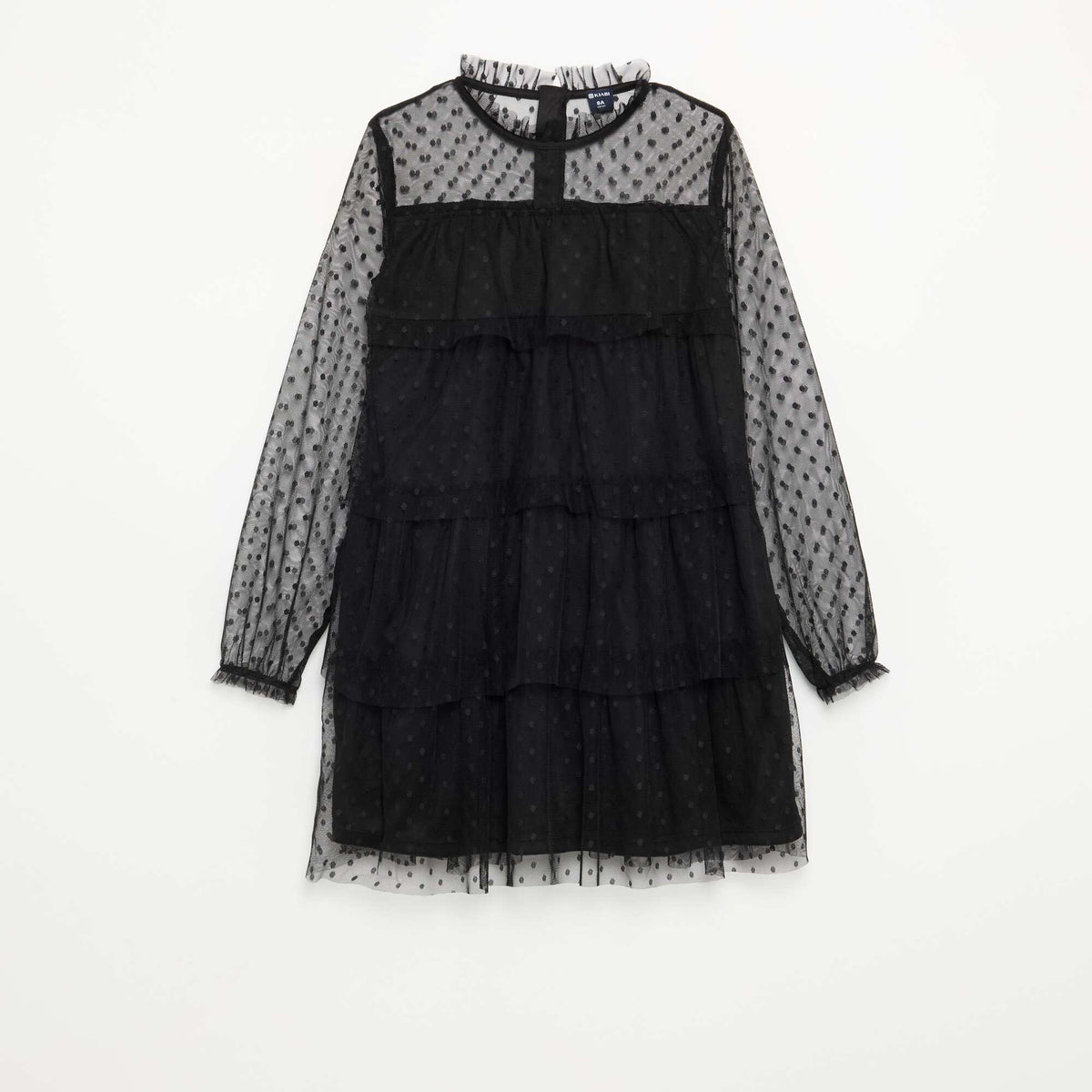 'Halloween' Long-Sleeved Tulle Dress with High Neck BLACK