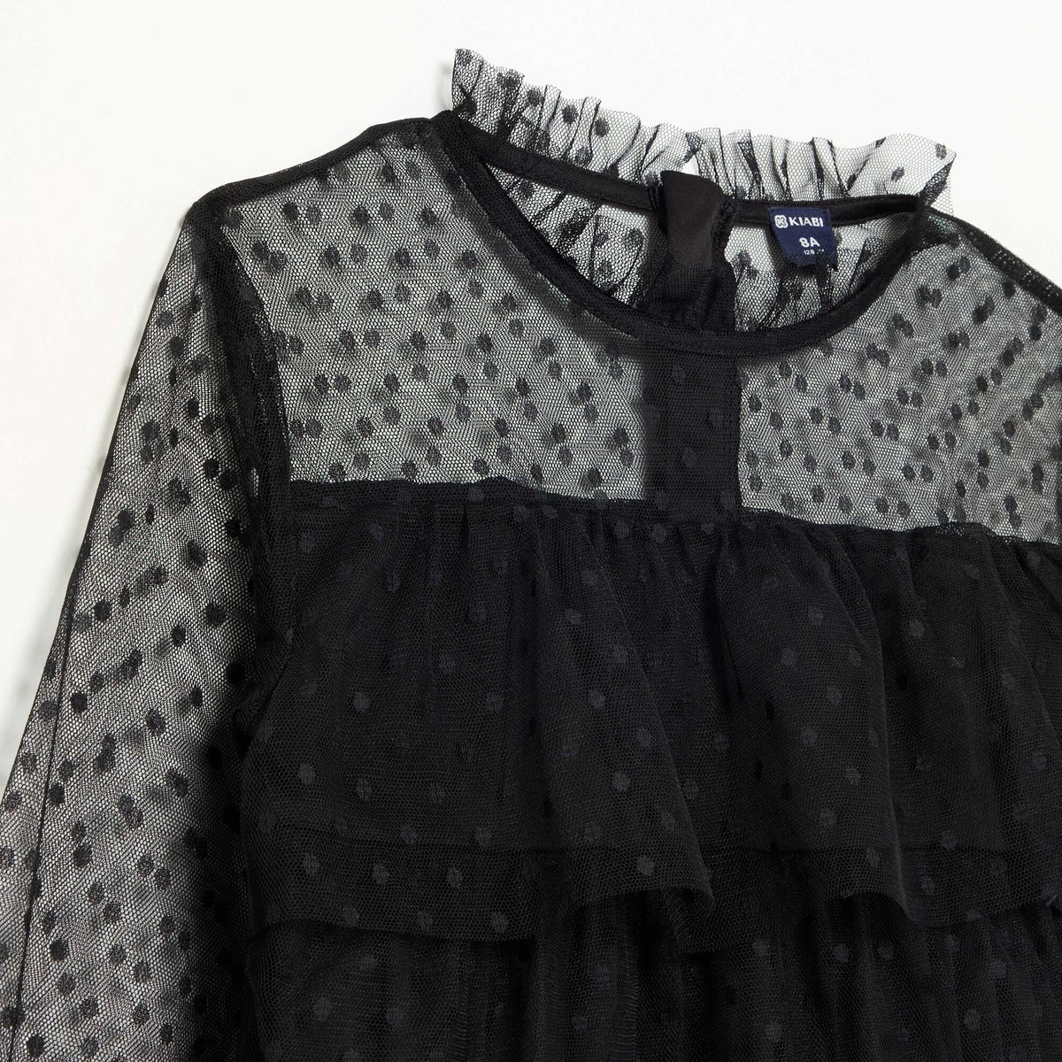 'Halloween' Long-Sleeved Tulle Dress with High Neck BLACK