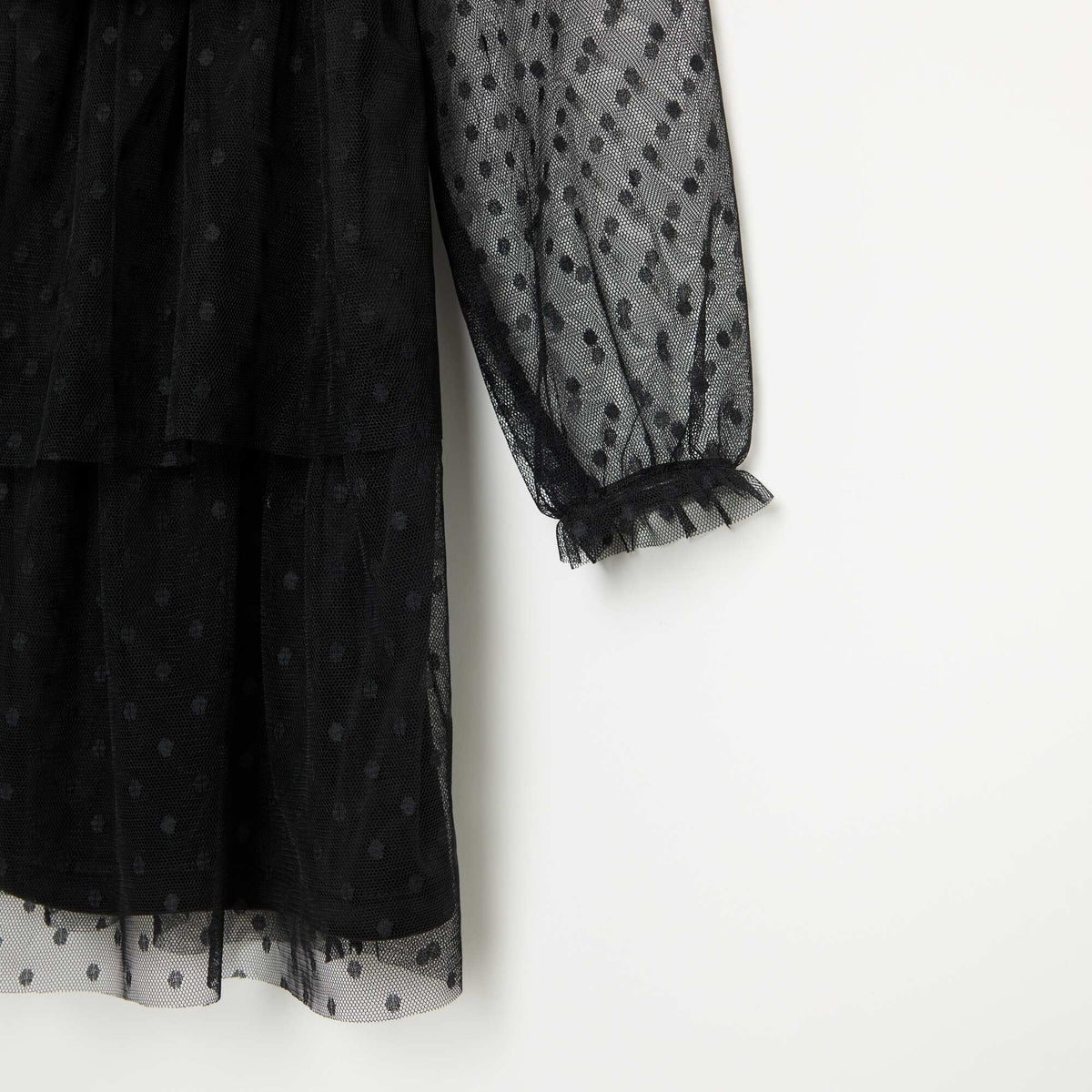 'Halloween' Long-Sleeved Tulle Dress with High Neck BLACK