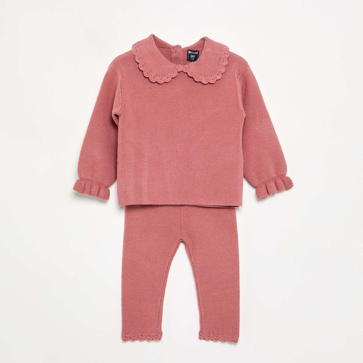 Compact knit sweatshirt + leggings set - 2 pieces PINK