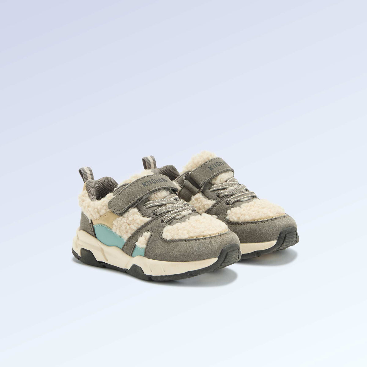 Low-top sneakers in suede-effect and sheepskin-effect GREY