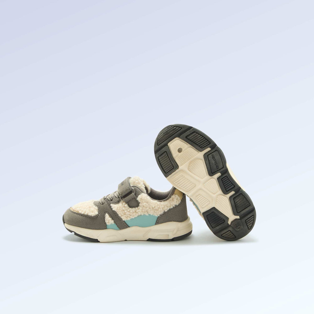 Low-top sneakers in suede-effect and sheepskin-effect GREY