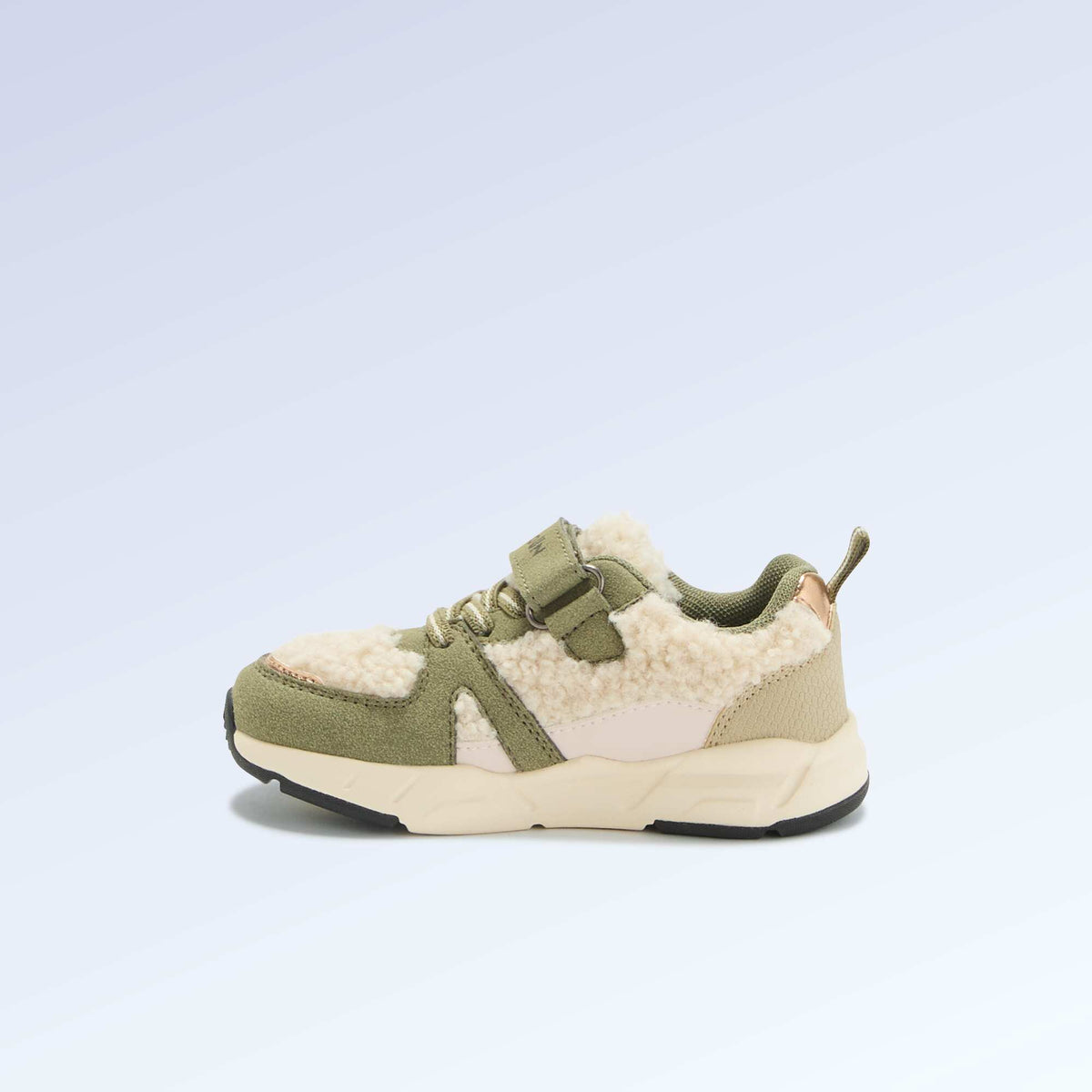 Low-top sneakers in suede-effect and sheepskin-effect KHAKI