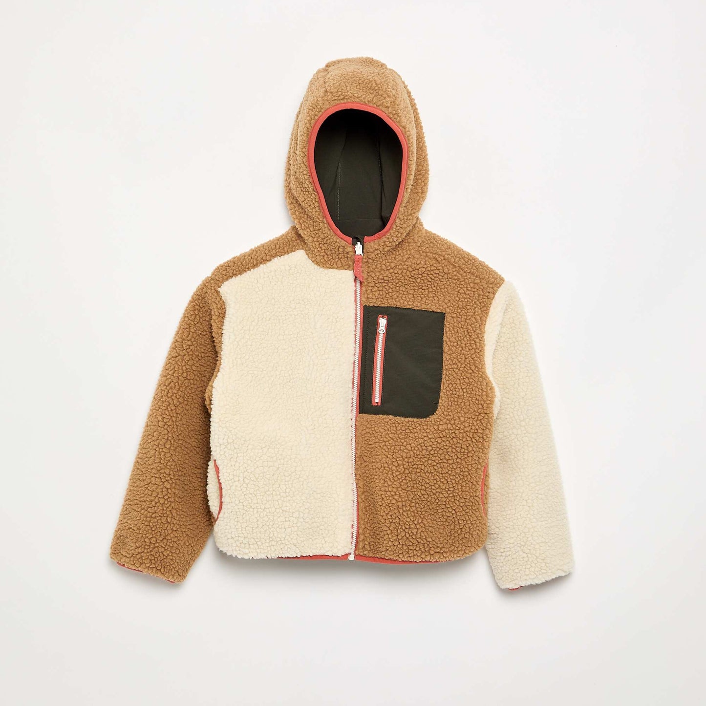 Reversible jacket with one faux sheepskin side BEIGE