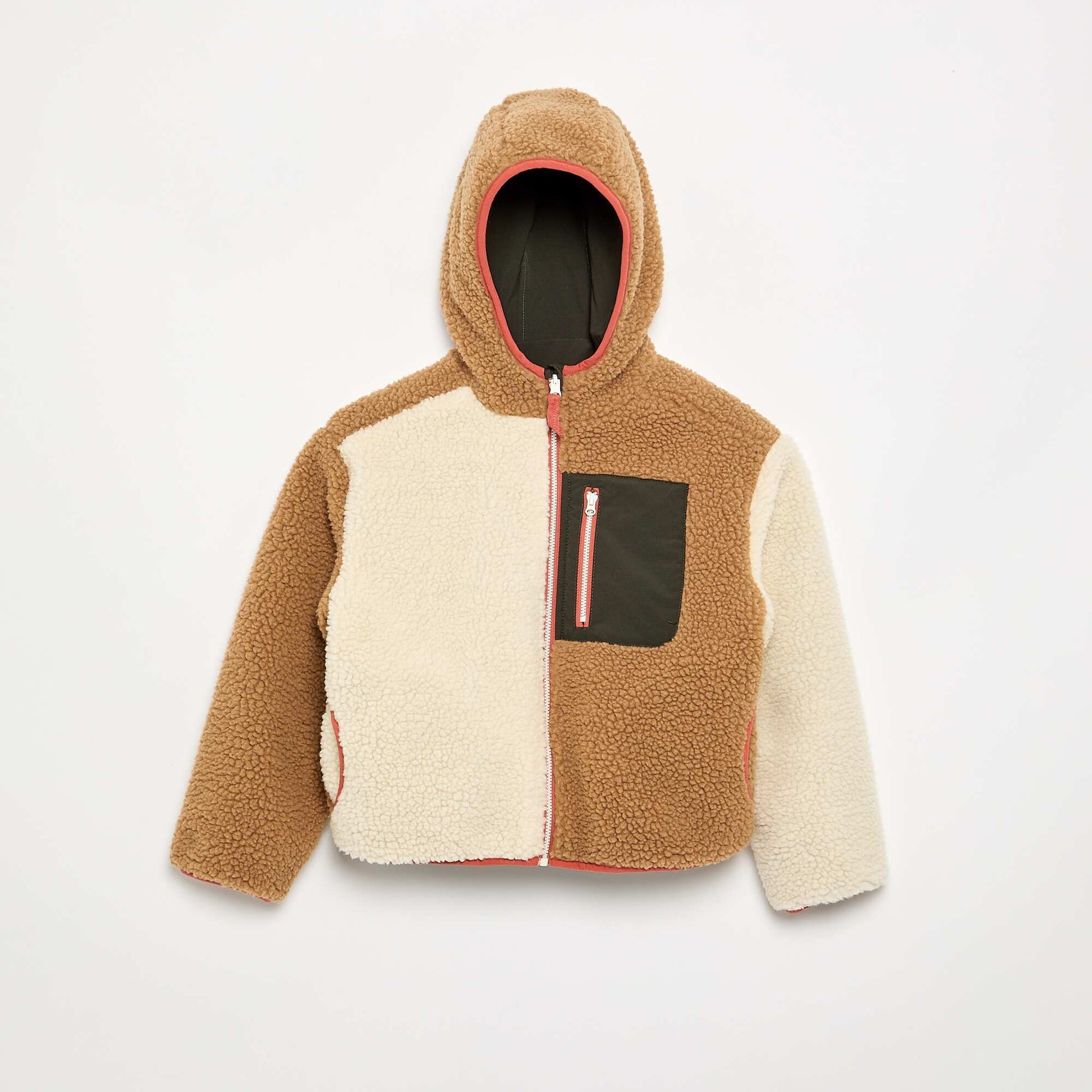 Reversible jacket with one faux sheepskin side BEIGE