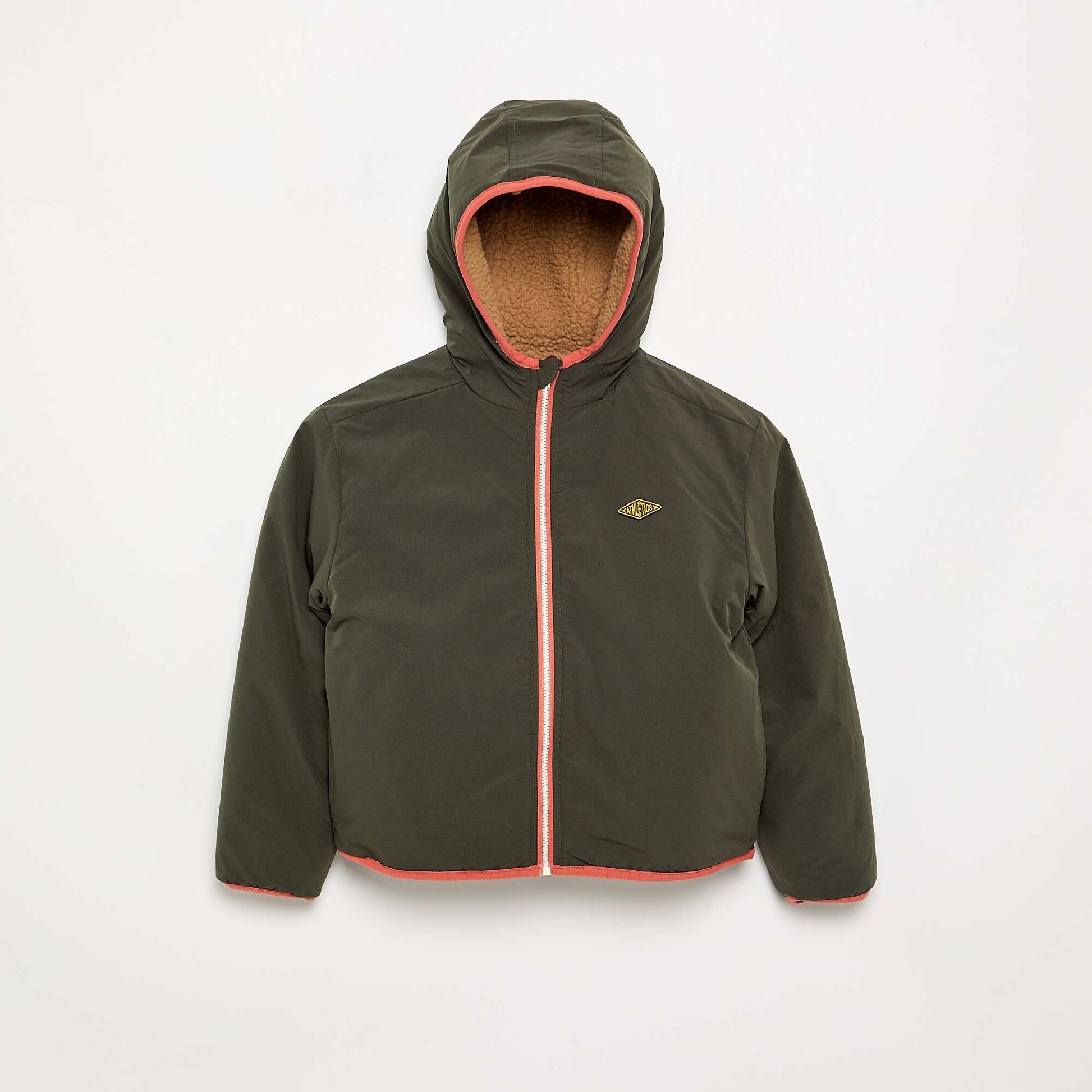 Reversible jacket with one faux sheepskin side BEIGE