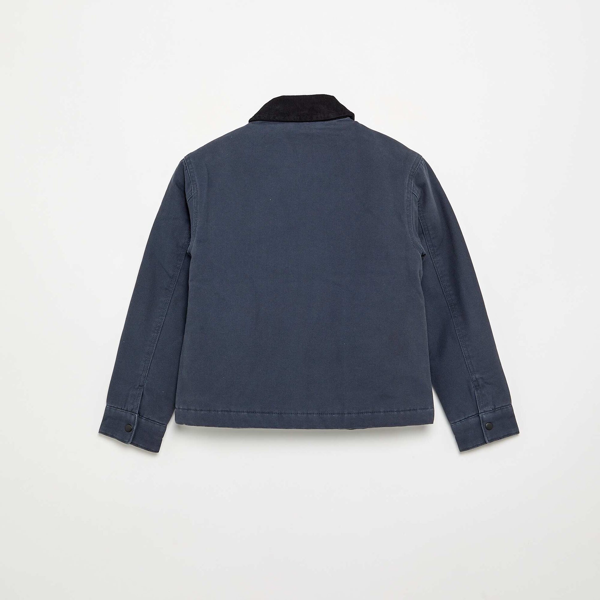 Short jacket with contrasting velvet collar BLUE