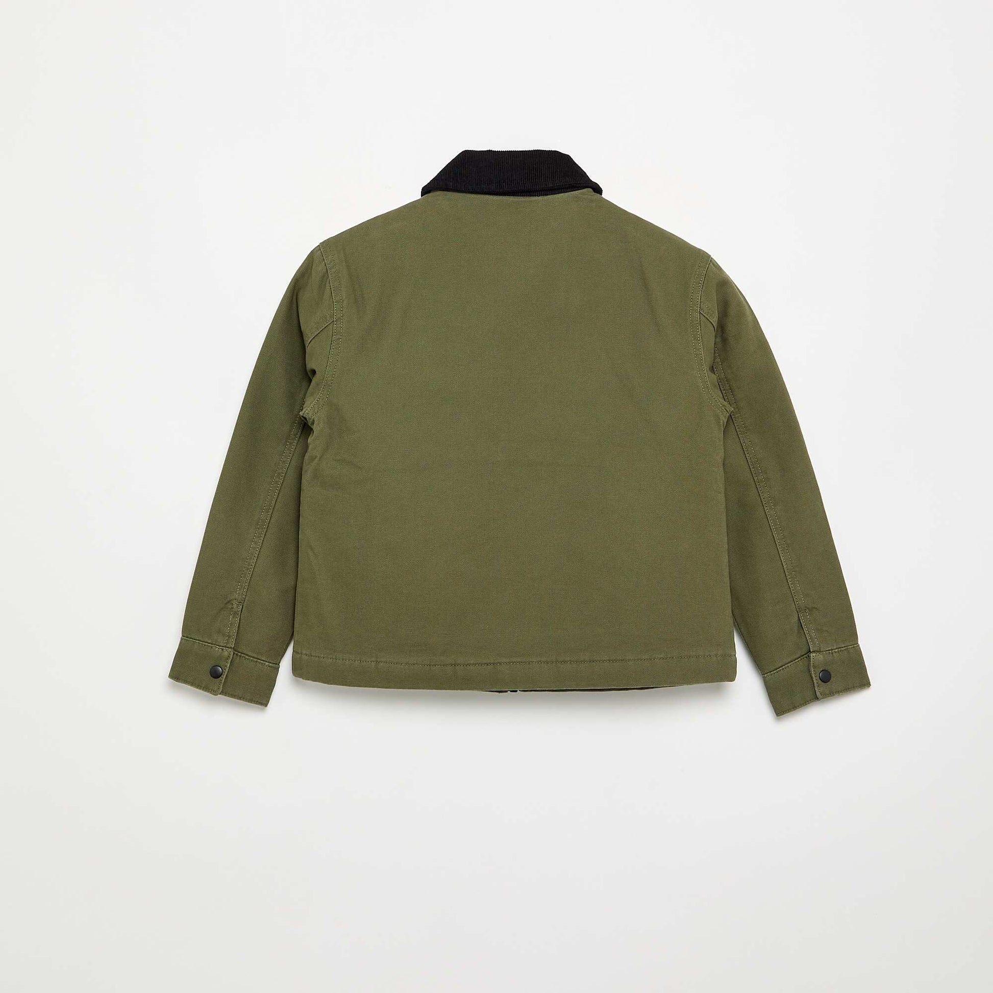 Short jacket with contrasting velvet collar GREEN
