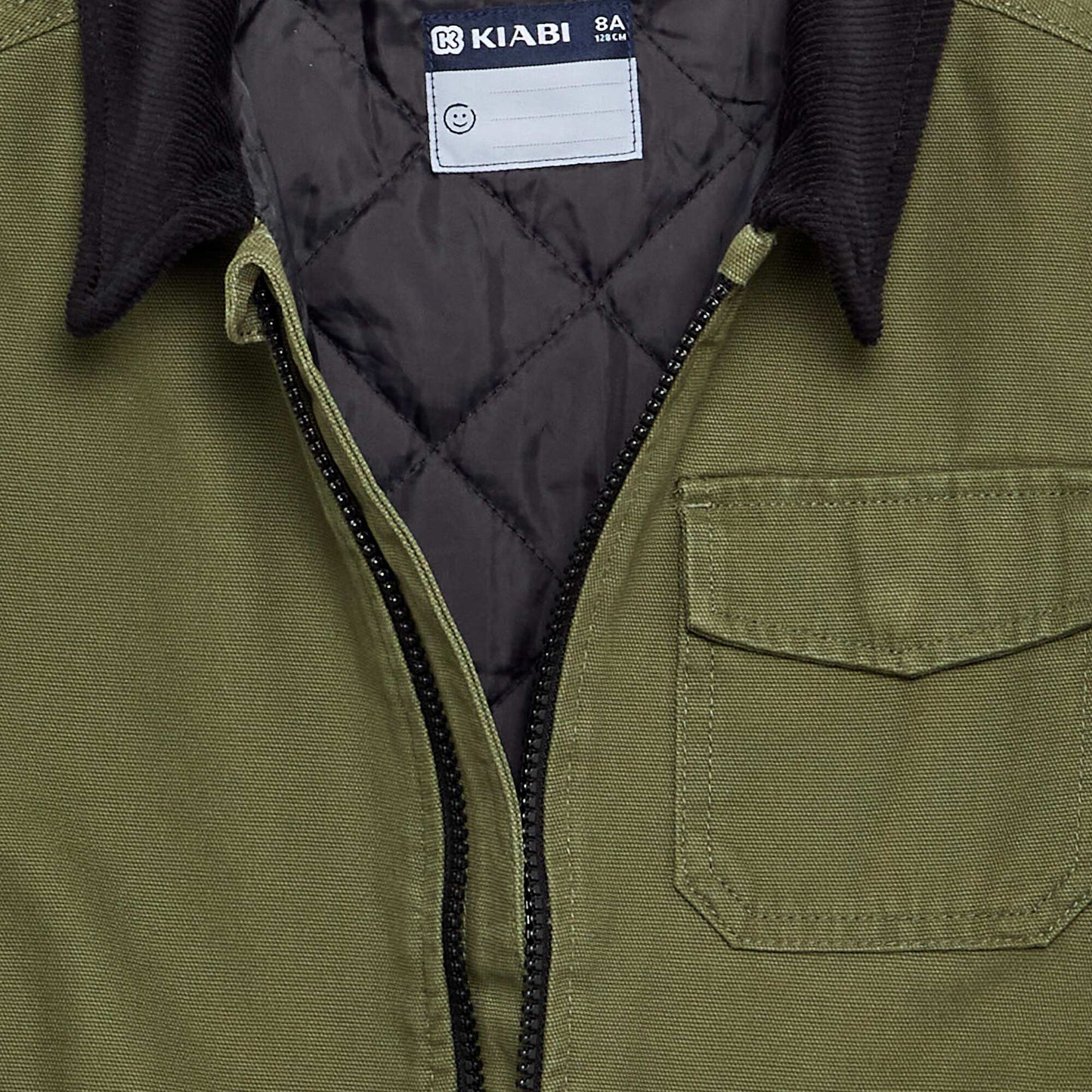 Short jacket with contrasting velvet collar GREEN