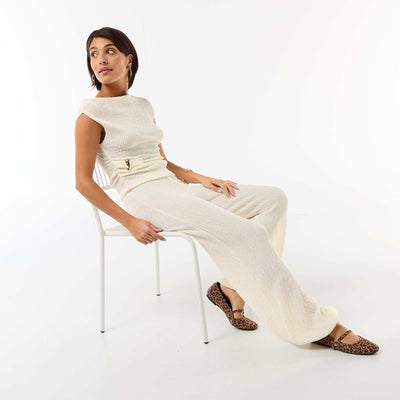 Crinkle Knit Balloon Pants WHITE