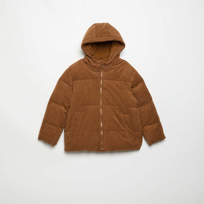 Corduroy Puffer Jacket BROWN
