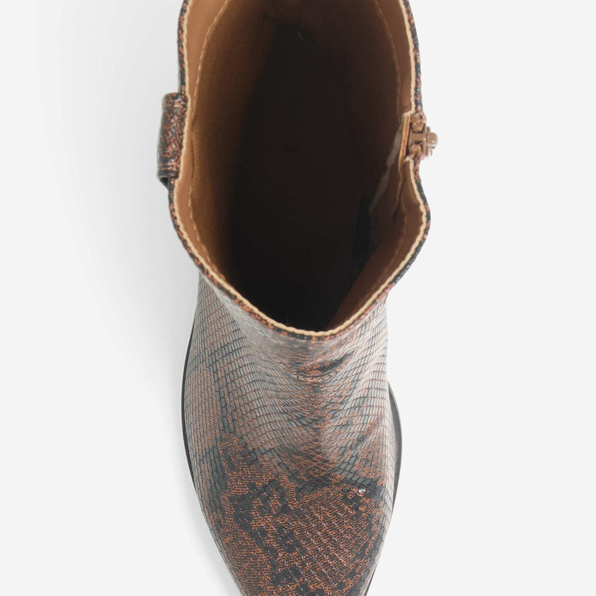 Faux Snake Print Western Boots BROWN