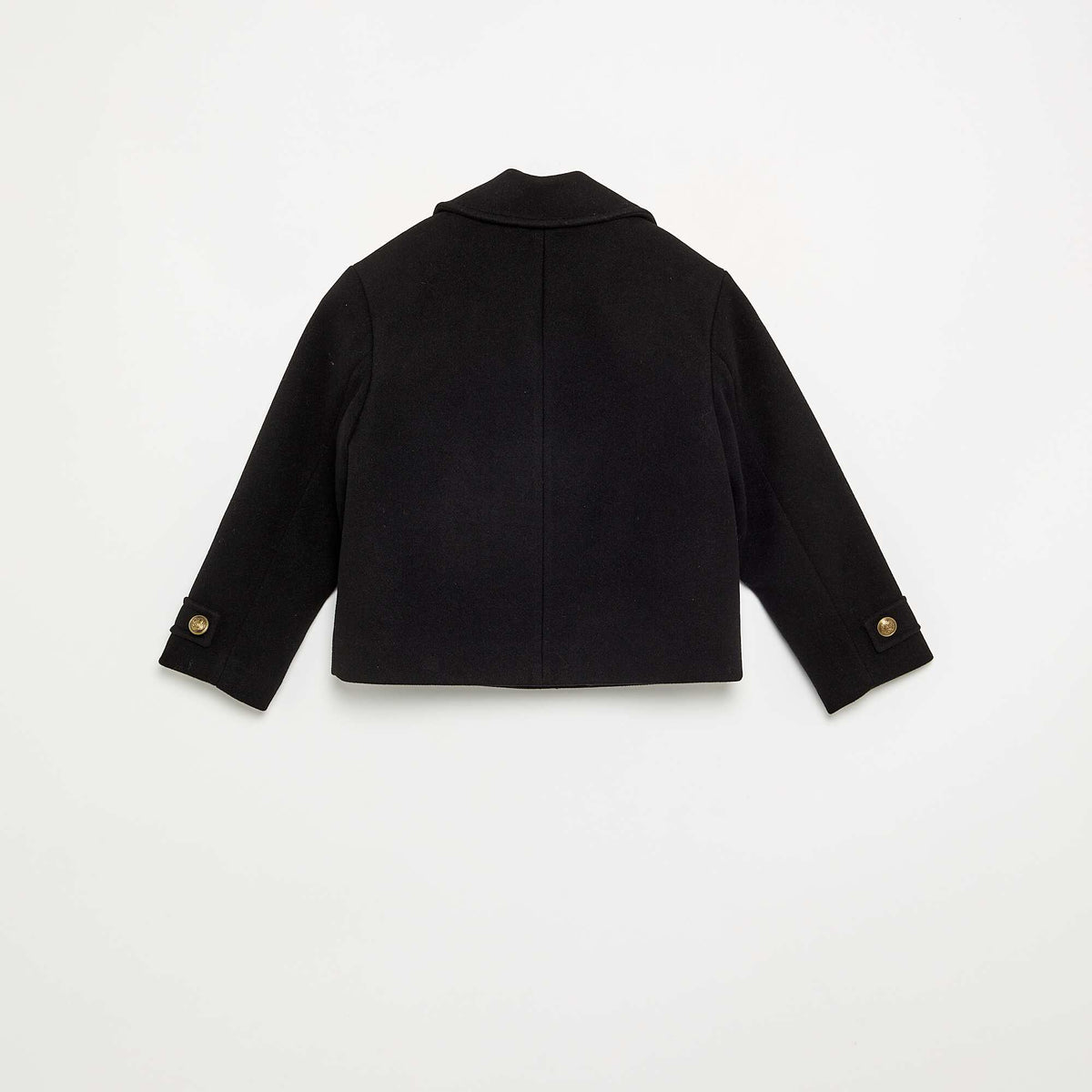 Short pea coat style jacket BLACK
