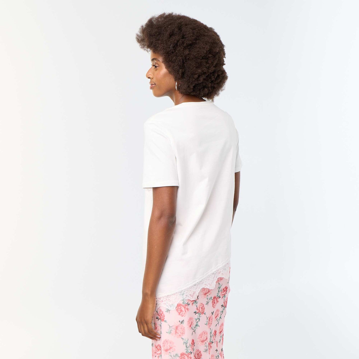 Short-sleeved T-shirt with lace WHITE