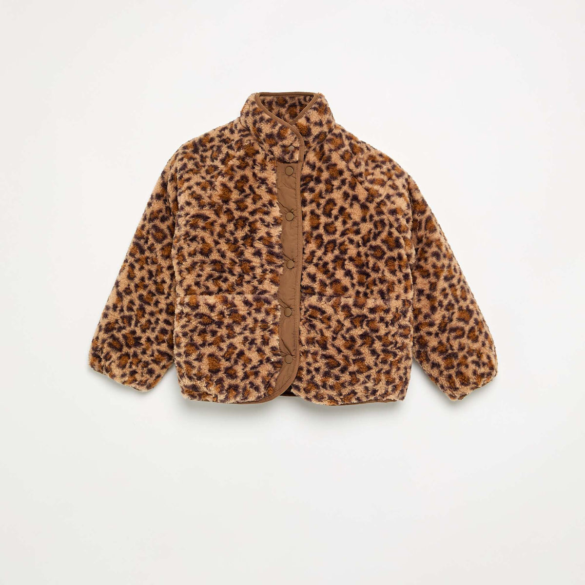 Leopard print faux fur jacket BROWN