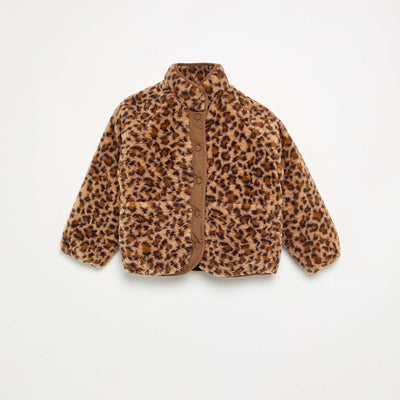Leopard print faux fur jacket BROWN