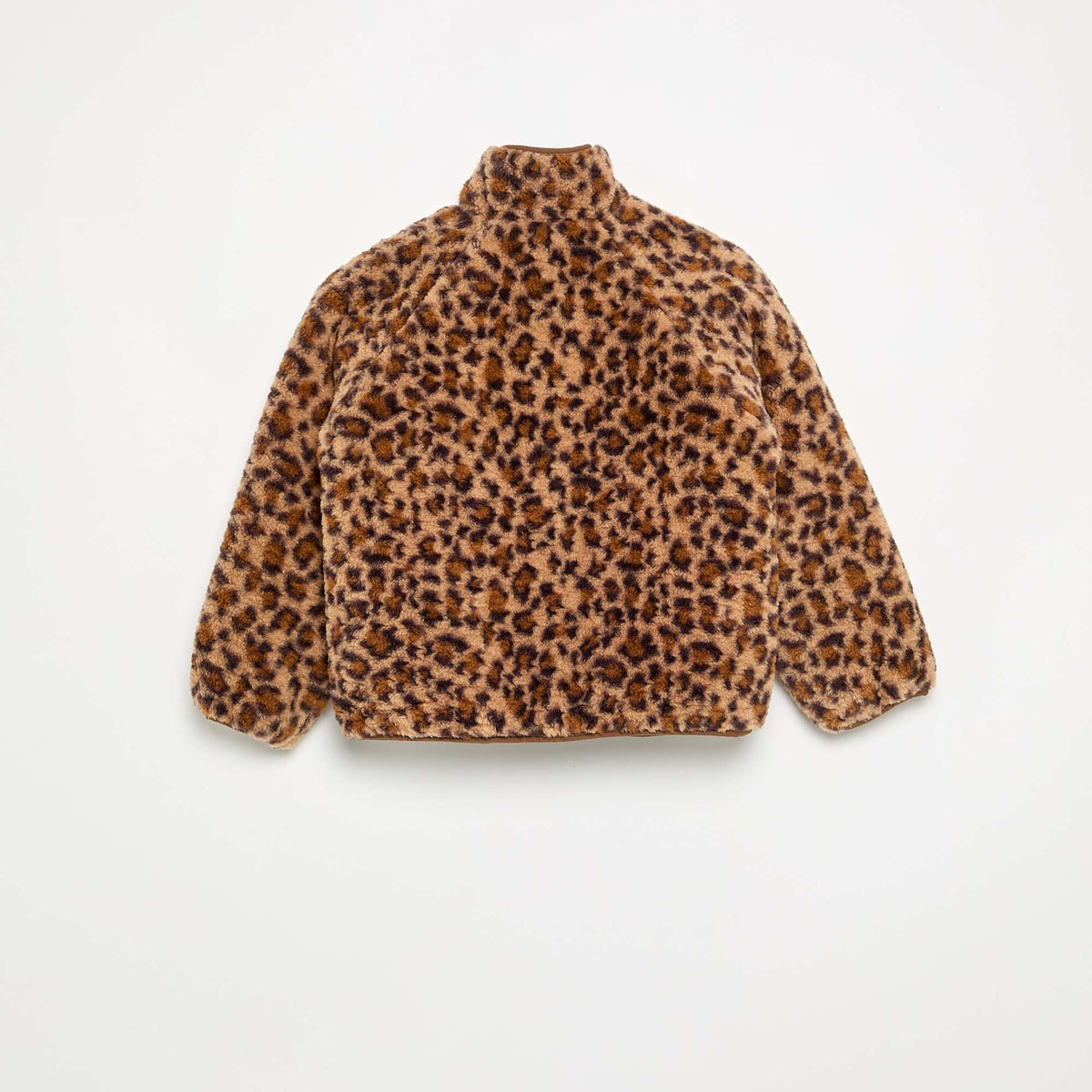 Leopard print faux fur jacket BROWN