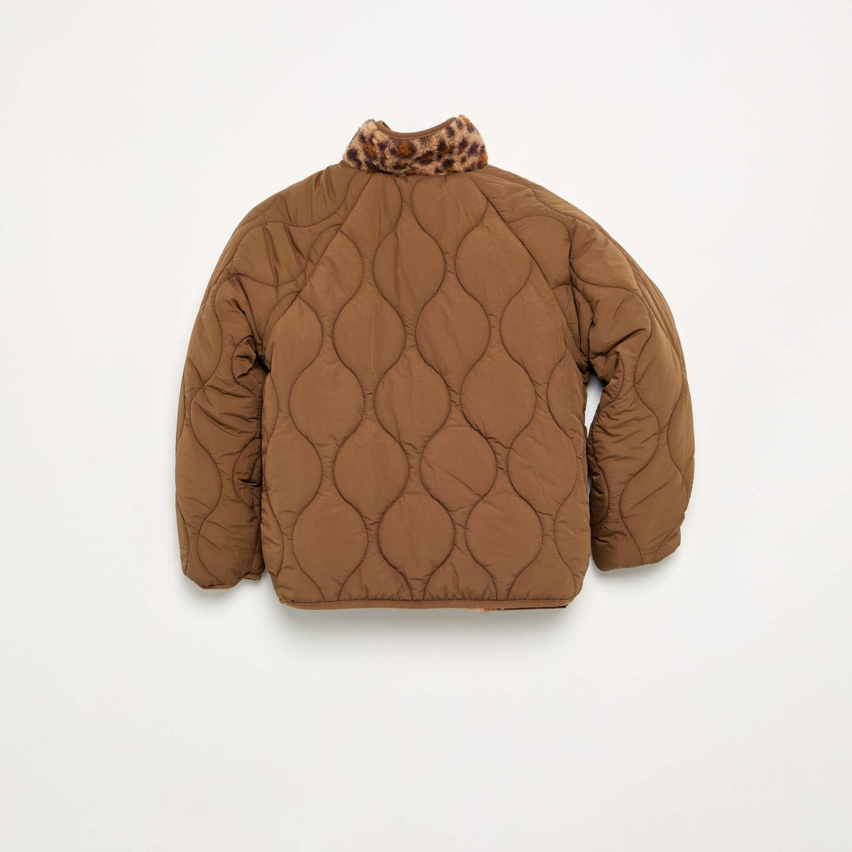 Leopard print faux fur jacket BROWN