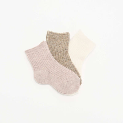 Set of 3 Pairs of Ribbed Knit Socks PINK