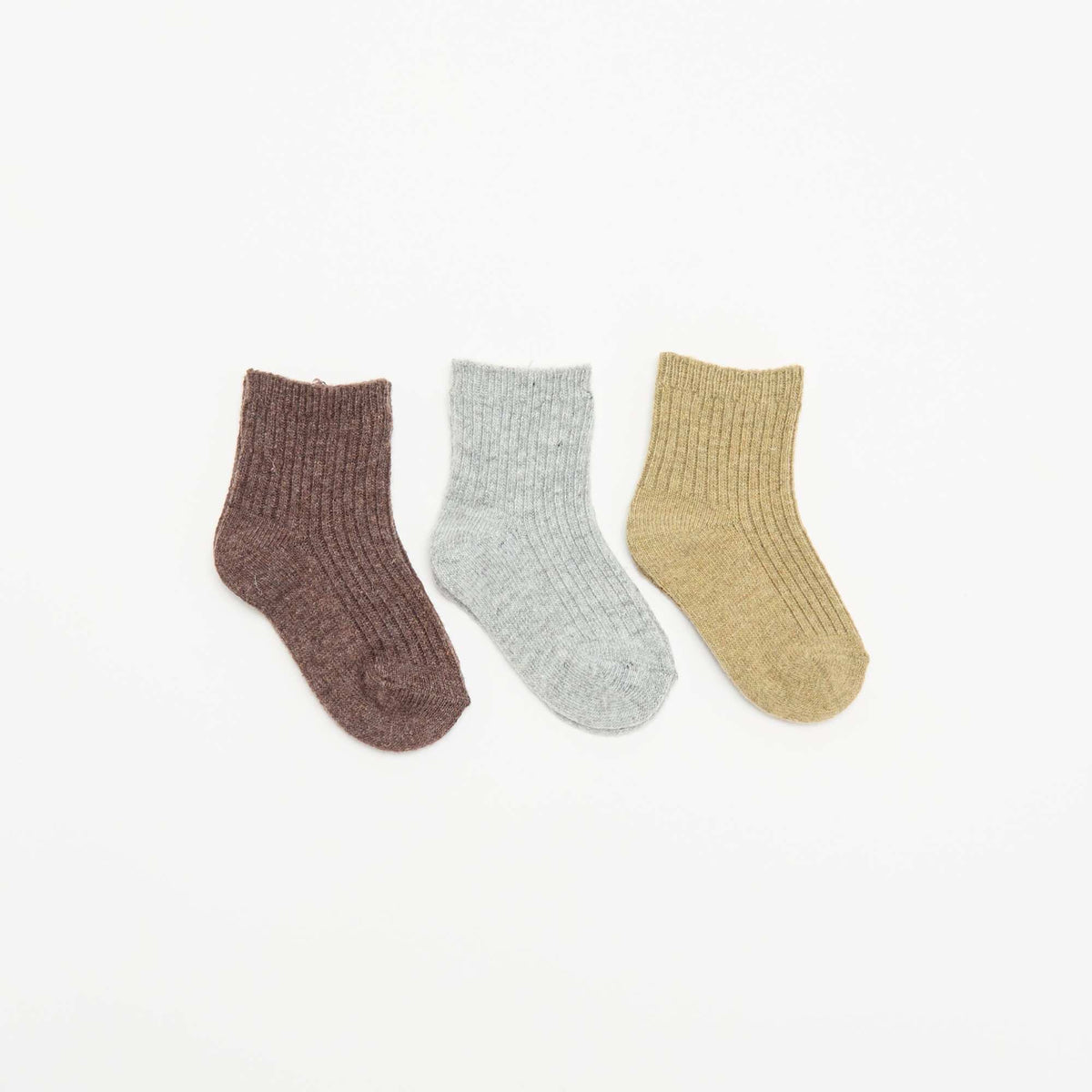 Set of 3 Pairs of Ribbed Knit Socks BROWN