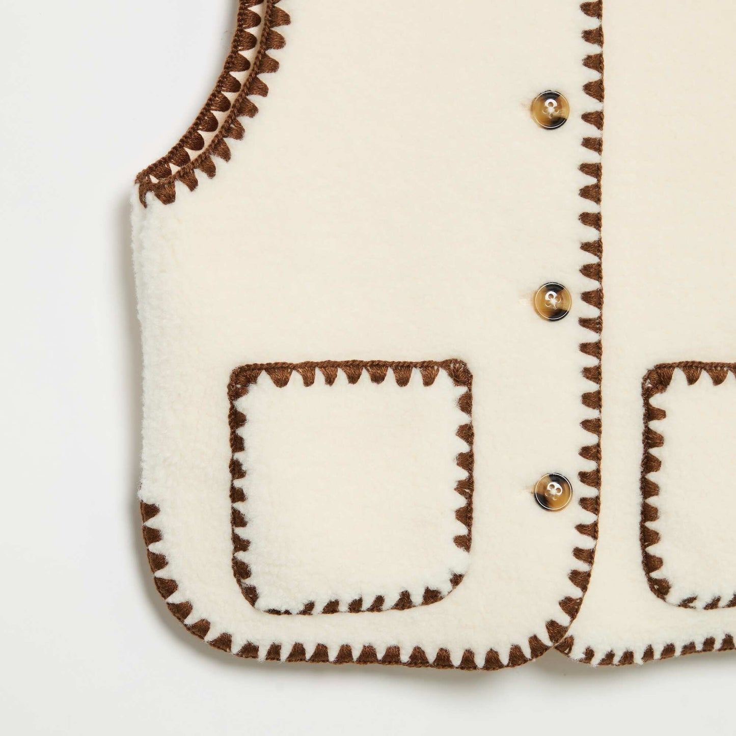 Sleeveless Faux Shearling Vest BEIGE