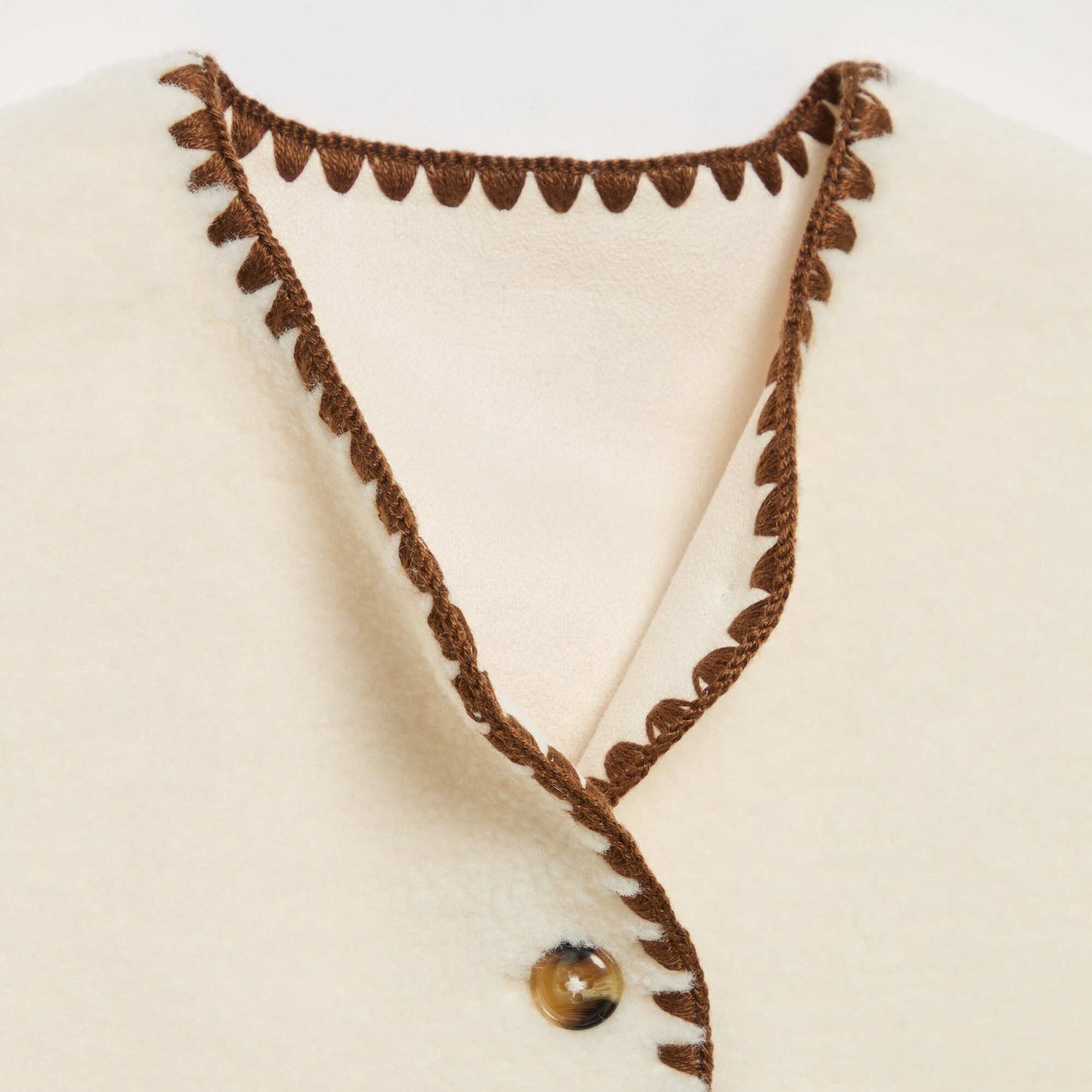 Sleeveless Faux Shearling Vest BEIGE