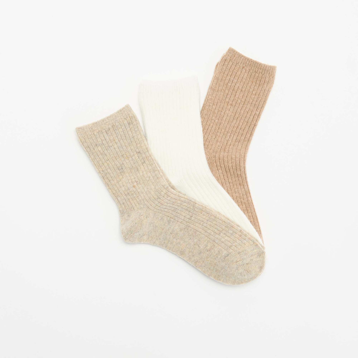 3-Pack of Plain Ankle Socks BEIGE