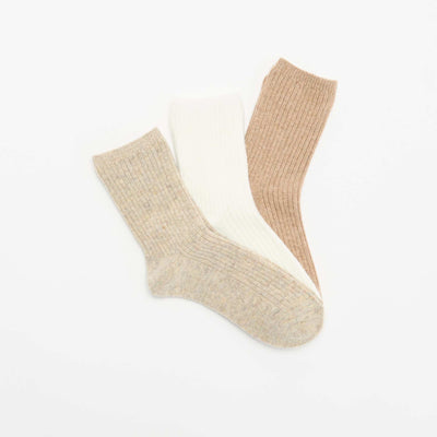 3-Pack of Plain Ankle Socks BEIGE