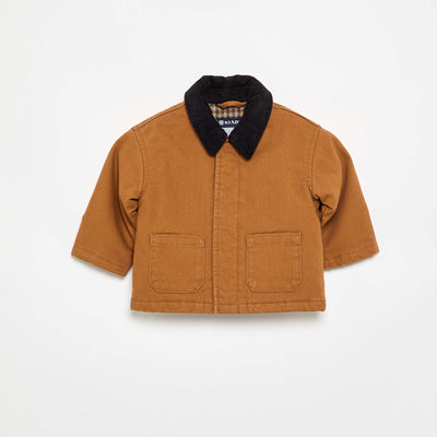 Jacket with contrasting velvet collar BROWN