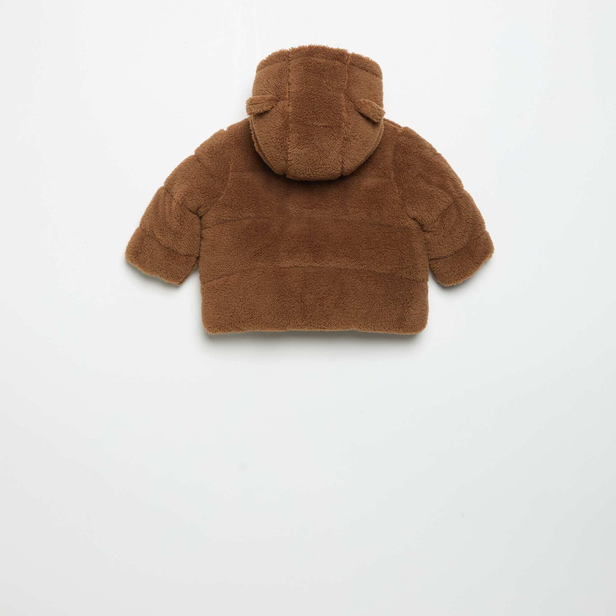Hooded puffer jacket with ears BROWN