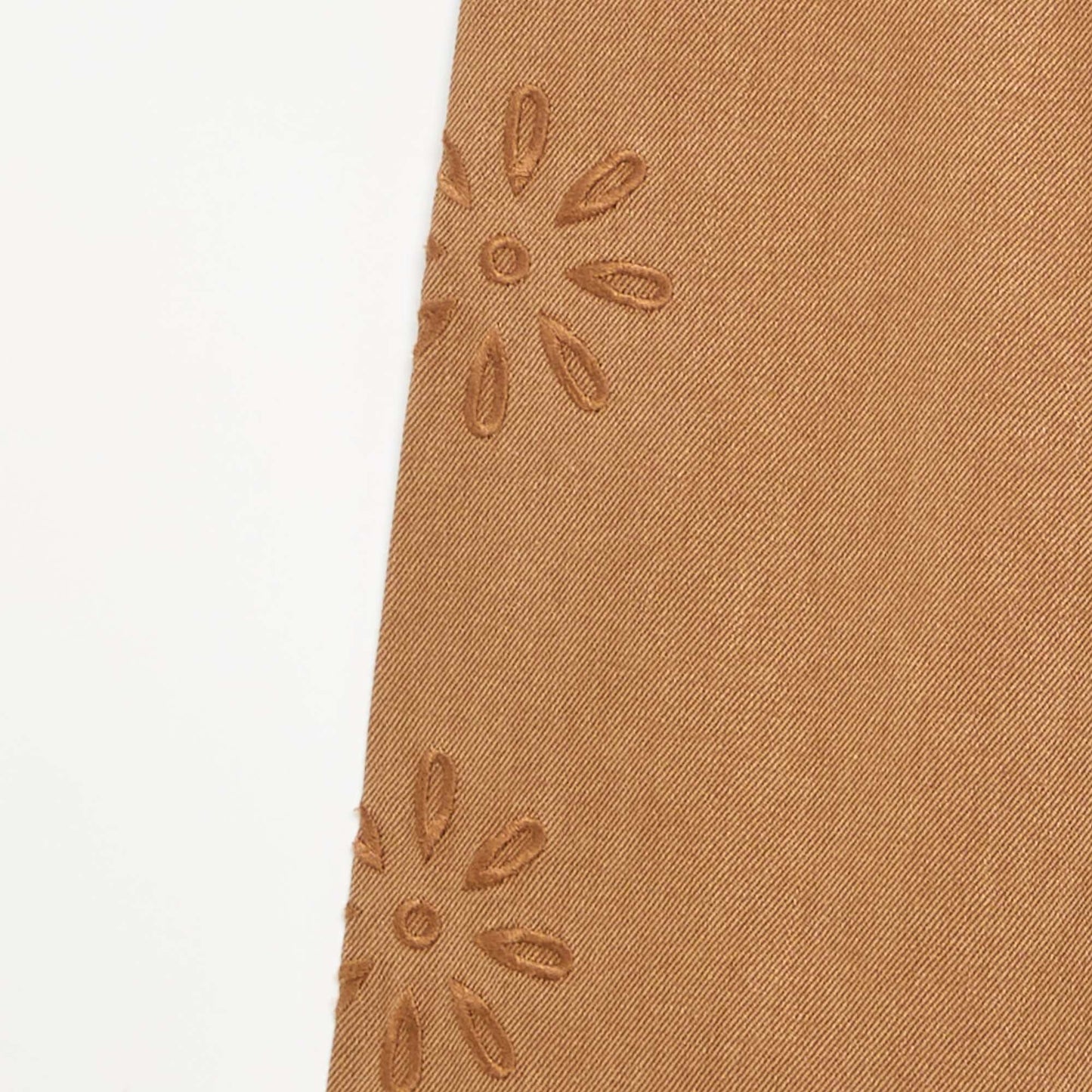 Wide-leg trousers with 'flower' embroidery BROWN