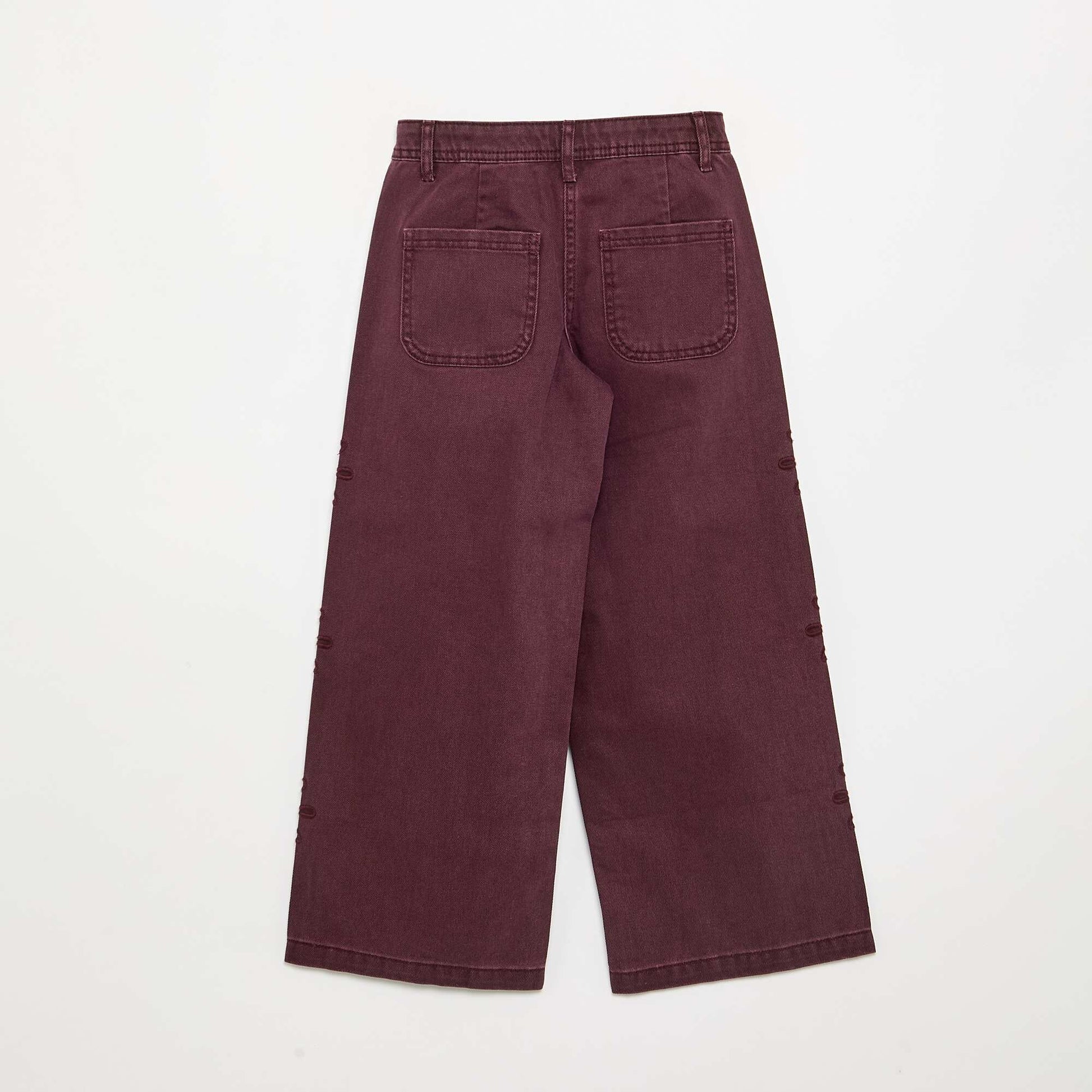 Wide-leg trousers with 'flower' embroidery PURPLE