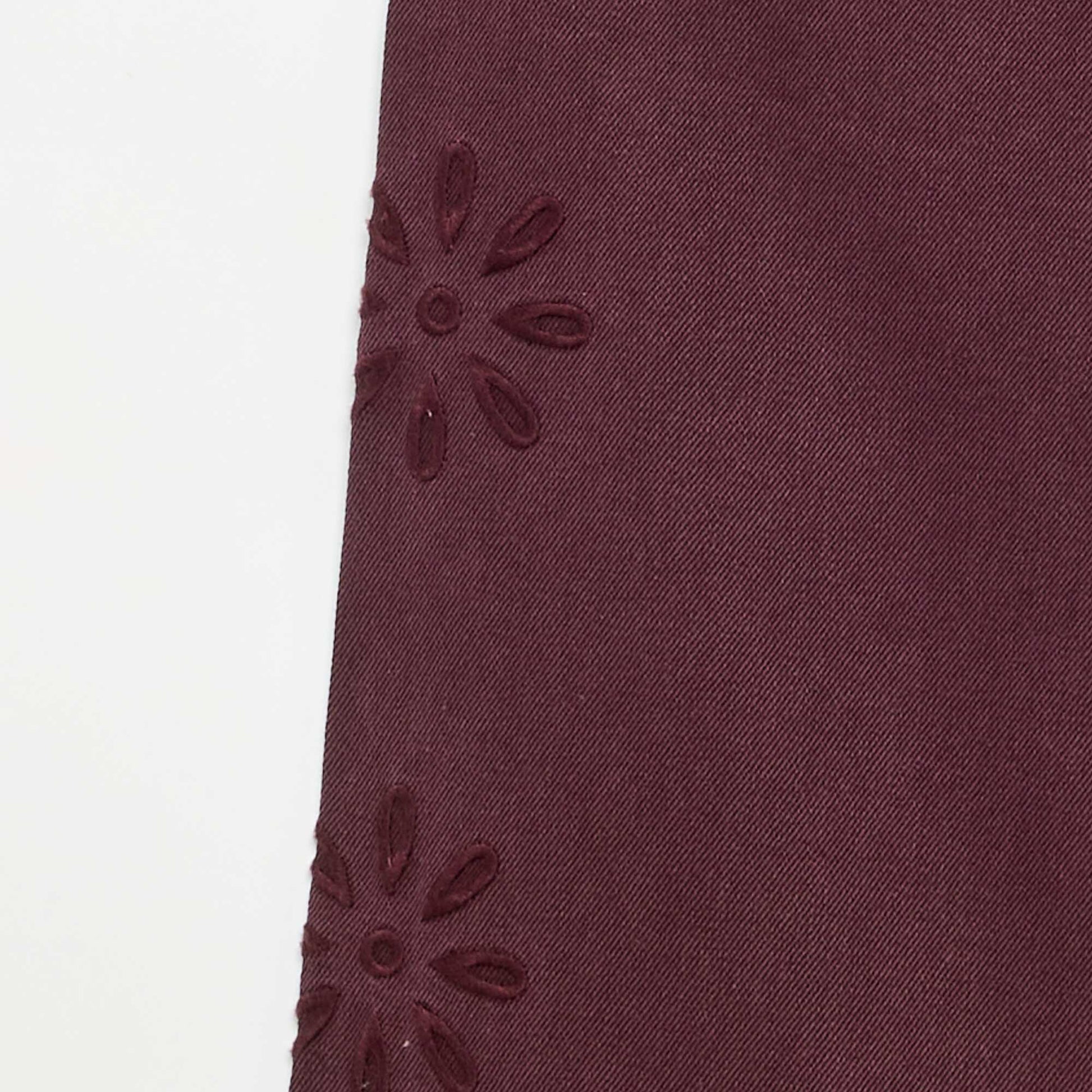 Wide-leg trousers with 'flower' embroidery PURPLE
