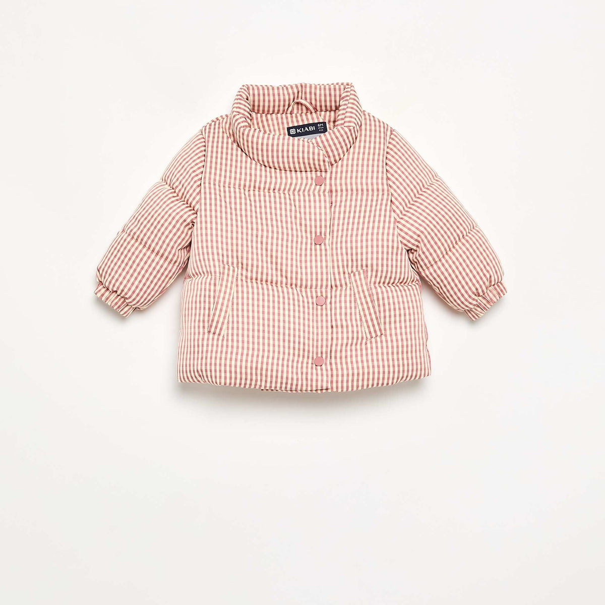 Fleece-Lined Gingham Puffer Jacket RED